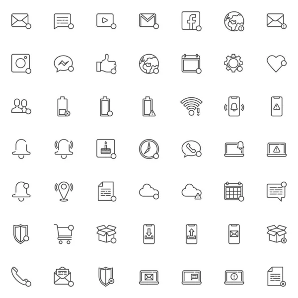 Juego de iconos de línea de notificaciones — Archivo Imágenes Vectoriales
