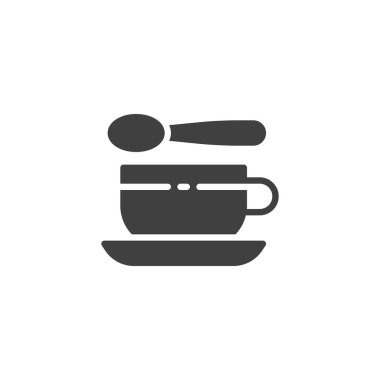 Çay bardağı ve kaşık vektör simgesi