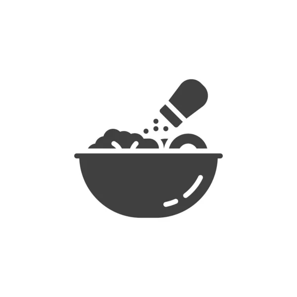 Comida salada en un icono de vector de tazón — Vector de stock