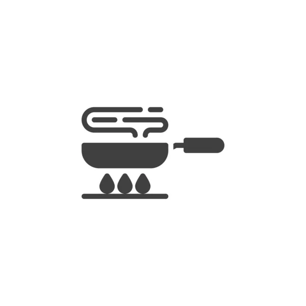 Сковородка на иконке вектора газовой плиты — стоковый вектор