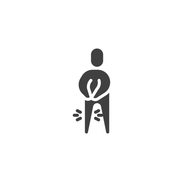 Icône vecteur de douleur au genou humain — Image vectorielle