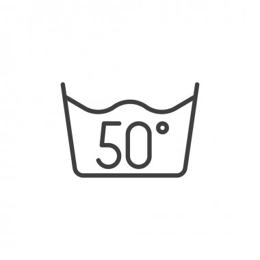 50 C veya 120 F, su sıcaklığı yıkama vektör simgesi