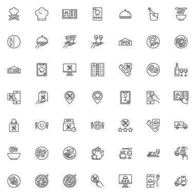 Restoran gıda dağıtım hattı simgeleri ayarlayın