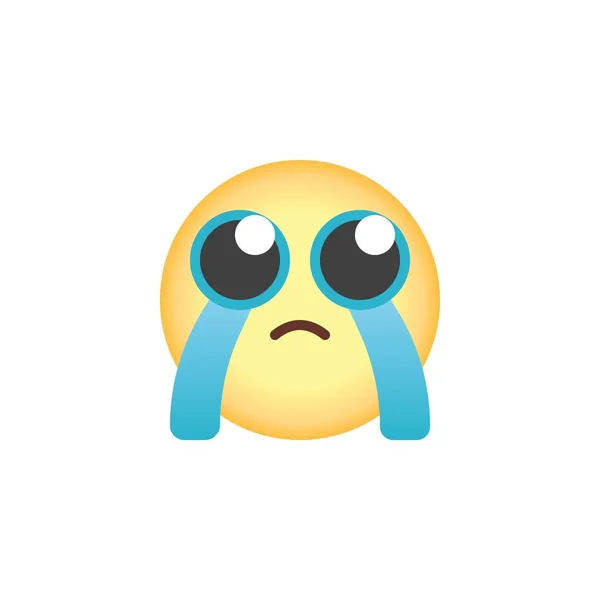 Luid huilen gezicht emoticon plat icoon — Stockvector