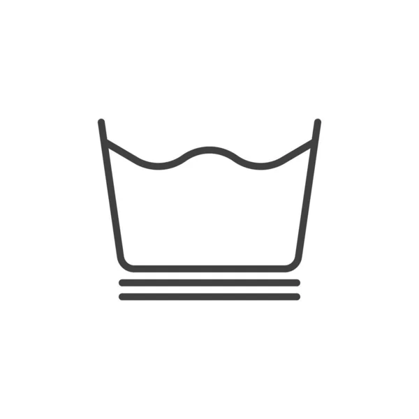 Doux ou délicat, icône de ligne de signe de machine à laver — Image vectorielle