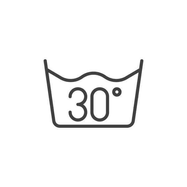 30 C or 80 F, water temperature washing line icon — Stock Vector
