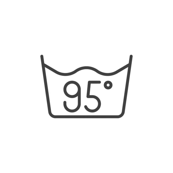 95 C or 200 F, water temperature washing line icon — Stock Vector