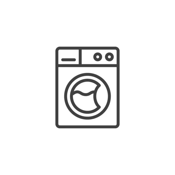 Mencuci mesin dengan ikon baris pakaian - Stok Vektor
