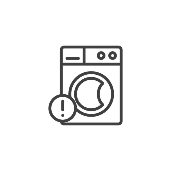 Máquina de lavar sinal de aviso ícone de linha . —  Vetores de Stock