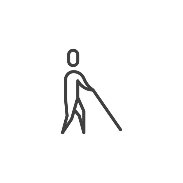 Blinder Mann mit Stick-Line-Symbol — Stockvektor
