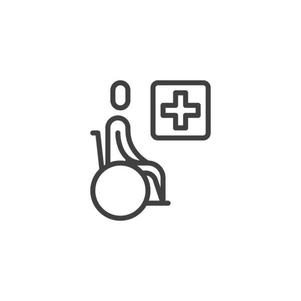 Icono de línea de hospital para discapacitados — Vector de stock