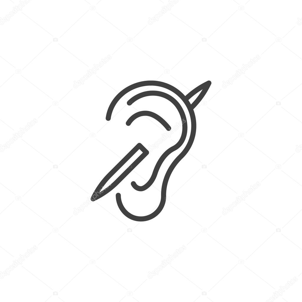 Deaf Sign line icon. linear style sign for mobile concept and web design. Deafness, deaf, hearing ear outline vector icon. Symbol, logo illustration. Vector graphics