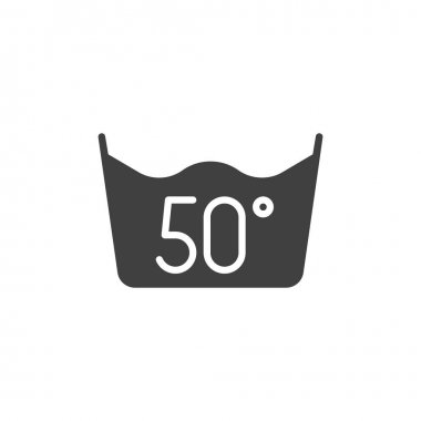 50 C veya 120 F, su sıcaklığı yıkama vektör simgesi