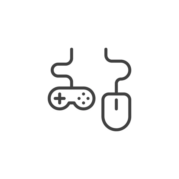 Linje ikon för datormus och spelkontroll — Stock vektor