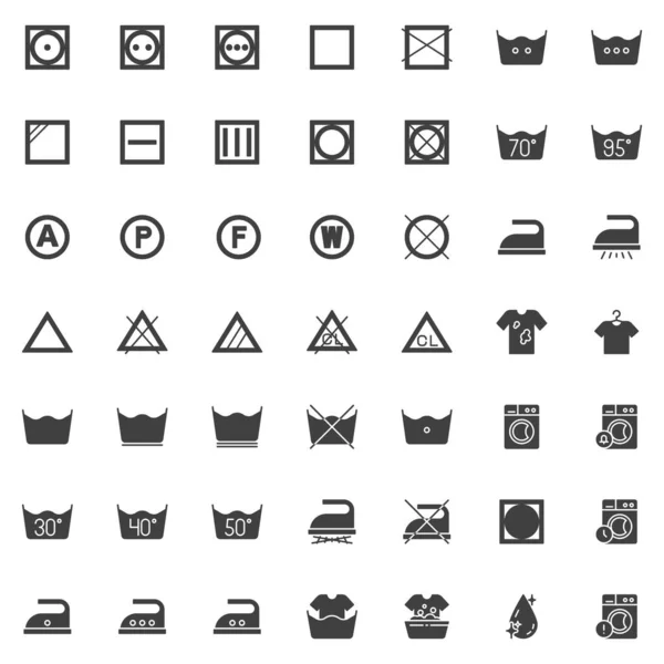 Conjunto de ícones de vetor de instrução de lavanderia — Vetor de Stock