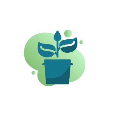 Bitki ve saksı simgesi vektörü