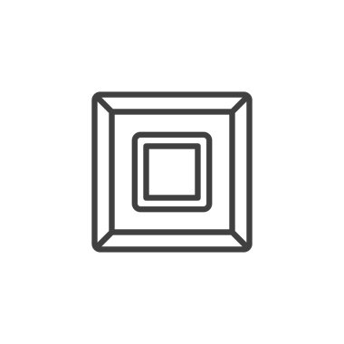 Oyun kare düğme çizgi simgesi