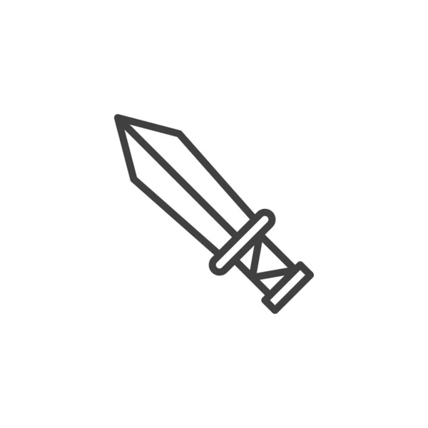 Icono de línea de espada medieval — Vector de stock