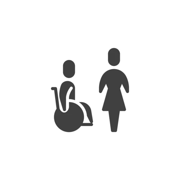 Ápolónő és a fogyatékkal élő beteg vektor ikon — Stock Vector