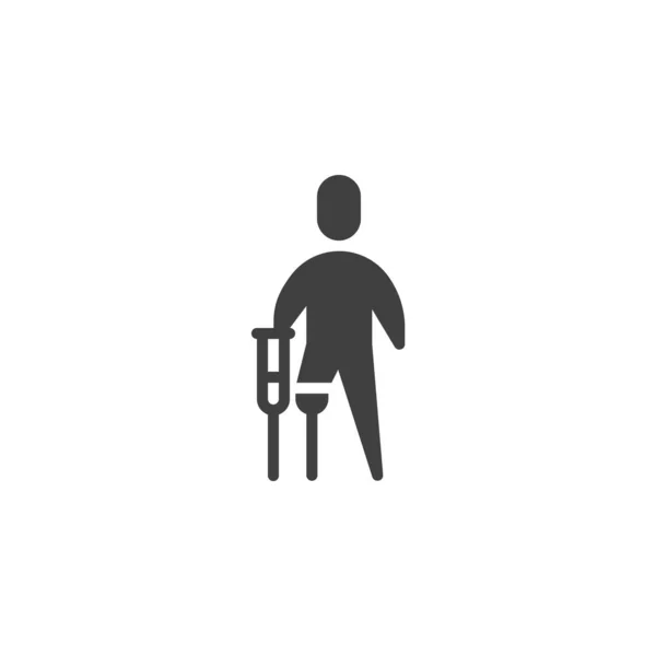 Hombre discapacitado con icono de vector de pierna protésica — Vector de stock