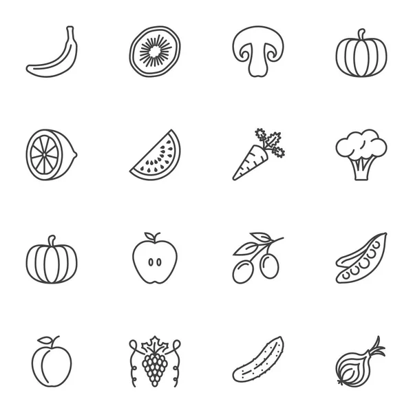 Vegetable and fruit vector icons set — Stock Vector