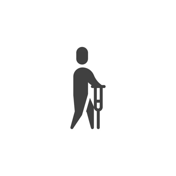 Hombre con muletas vector icono — Vector de stock