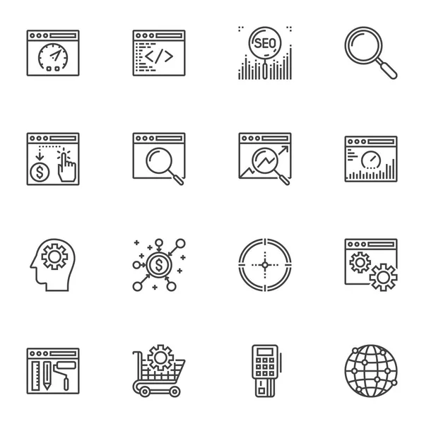 Conjunto de iconos de línea SEO — Archivo Imágenes Vectoriales