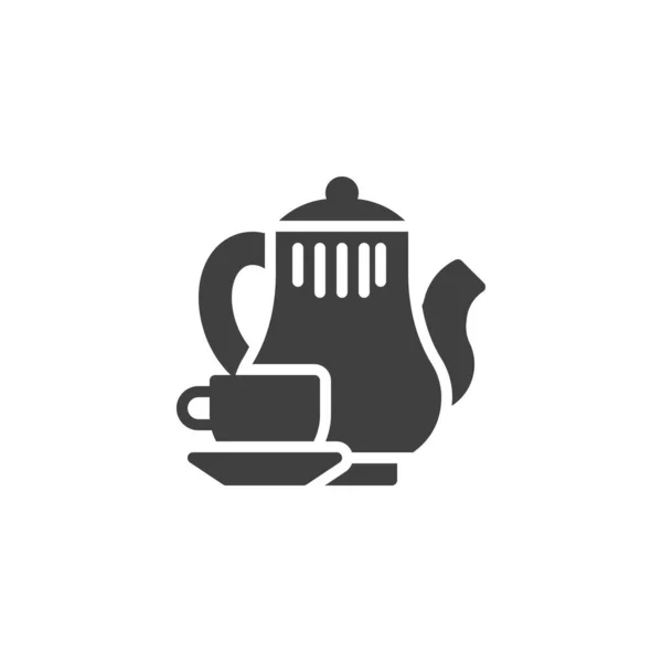 Cafetière et icône vectorielle tasse — Image vectorielle