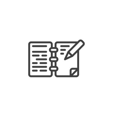 Kalem çizgisi simgesi olan not defteri kitabı