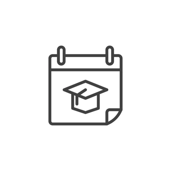 Fecha de graduación calendario línea icono — Vector de stock