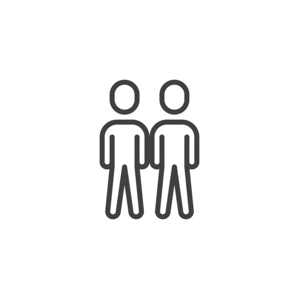 Dwie osoby stoją ikonę linii — Wektor stockowy