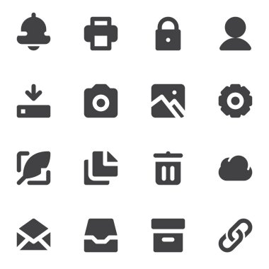 Standart Evrensel Minimal vektör simgeleri seti