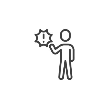 Bir kabarcık ve ünlem işareti satır simgesi ile Adam