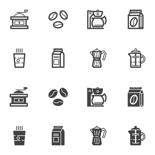 Icono de cafetería set line y versión glifo — Archivo Imágenes Vectoriales