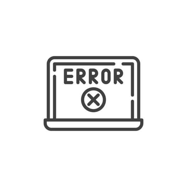 Laptop Fehler Bildschirm Zeilensymbol — Stockvektor