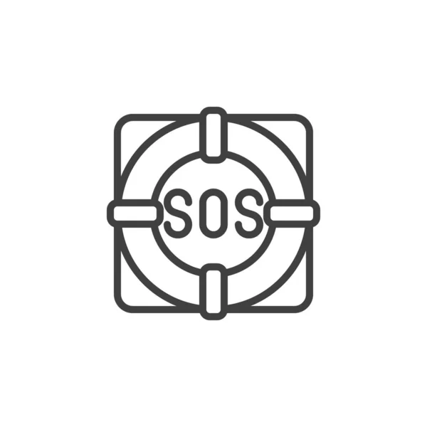 SOS Lifebuoy line icon — Stock Vector