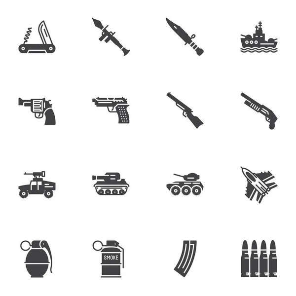 Weapons and ammunition vector icons set — Stock Vector