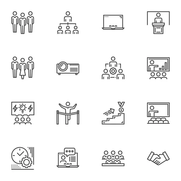 Conjunto de ícones de linha de apresentação empresarial —  Vetores de Stock