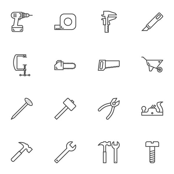 Reparatie tool lijn icons set — Stockvector