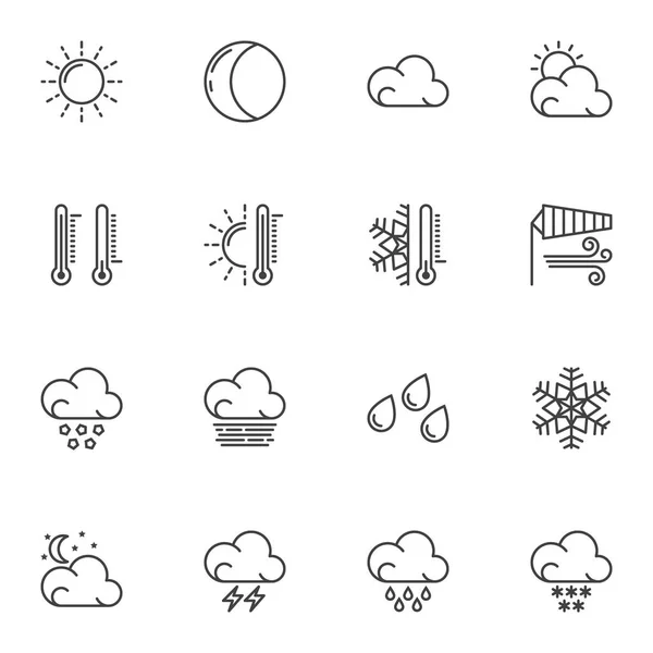 Conjunto de ícones de linha de previsão meteorológica — Vetor de Stock