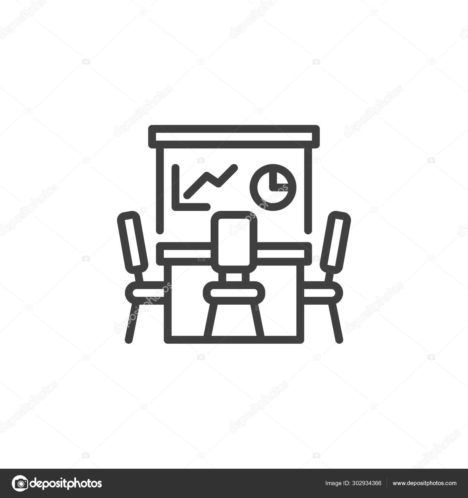 Business presentation in conference room line icon Stock Vector by ©avicons  302934366, image size:1600x1700