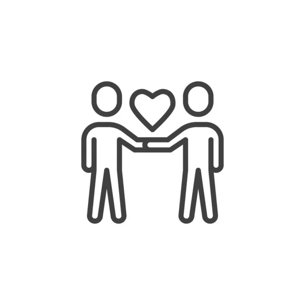 Paar Menschen mit Herzlinie-Ikone — Stockvektor