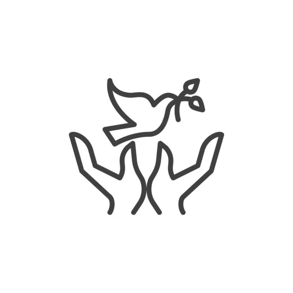 Taube mit Olivenzweig und Zeichenkette — Stockvektor