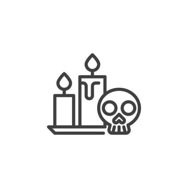 Хеллоуїн Череп і значок лінії свічки — стоковий вектор