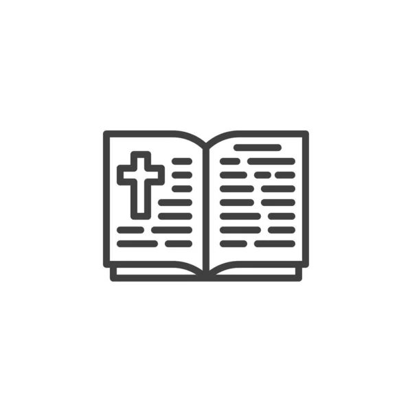 Ícone de linha de livro bíblico — Vetor de Stock