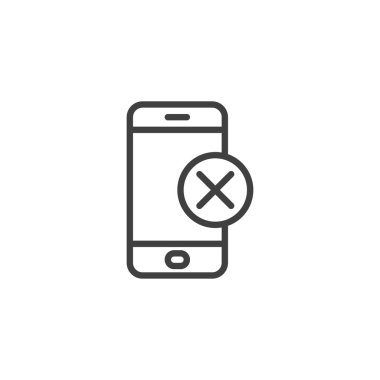 Çapraz düğme çizgisi simgesi olan cep telefonu