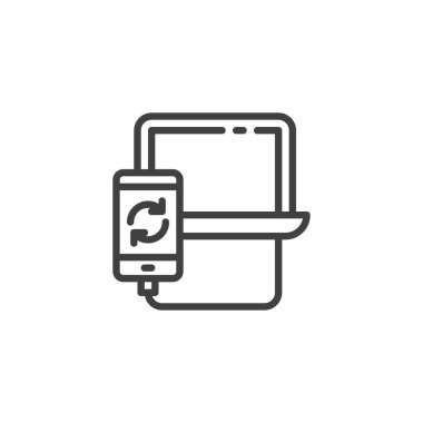 Dizüstü bilgisayar hattı simgesine bağlı cep telefonu