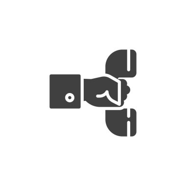 Telefon alıcısı vektör simgesi ile el