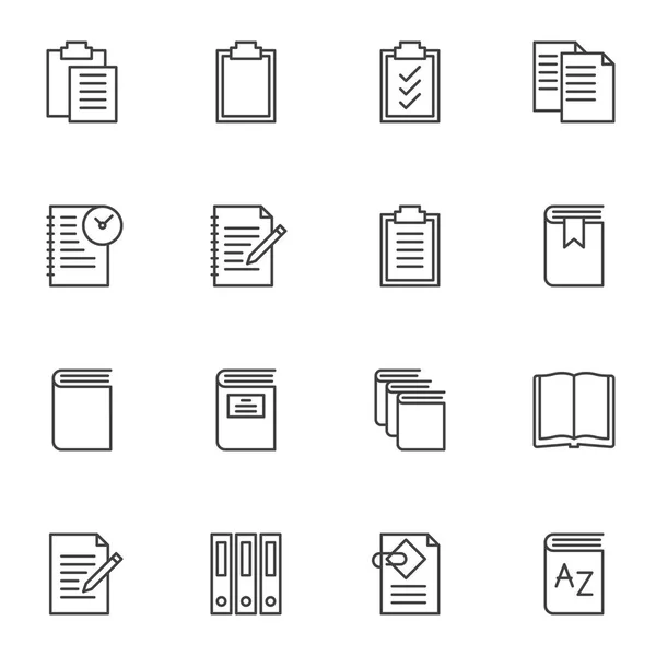 Documento carpetas de archivos línea iconos conjunto . — Vector de stock