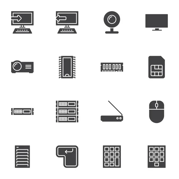 Computer parts vector icons set — Stock Vector